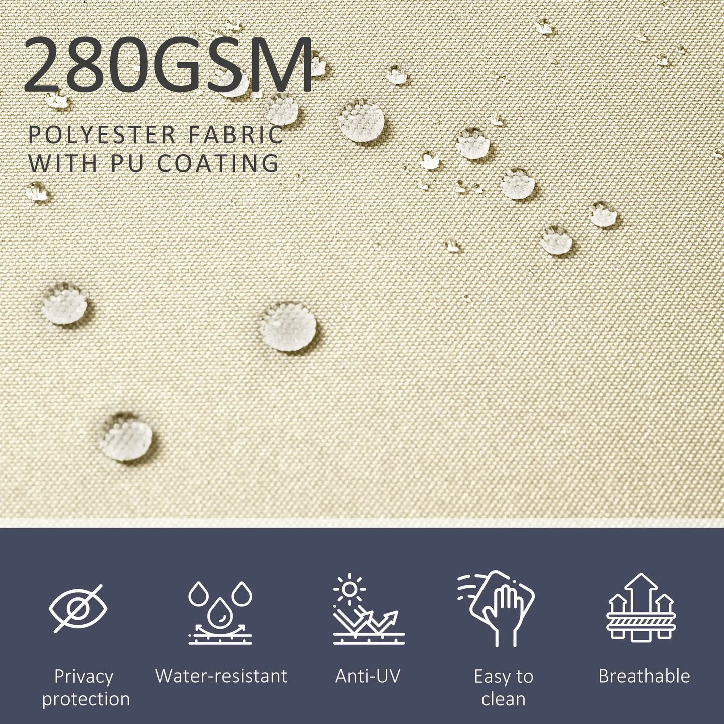 236" x 71" Outdoor Privacy Wall, Retractable Awning, Patio Screen, Cream White Side Awnings at Gallery Canada