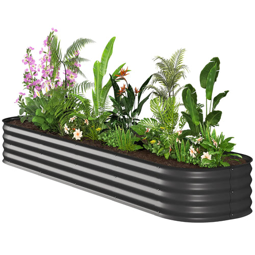 7.9 x 2 x 1ft Galvanized Raised Garden Bed, Metal Planter Box, Dark Grey