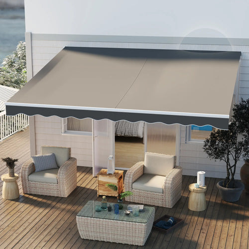 13' x 10' Electric Retractable Awning, Remote Controller, Light Grey