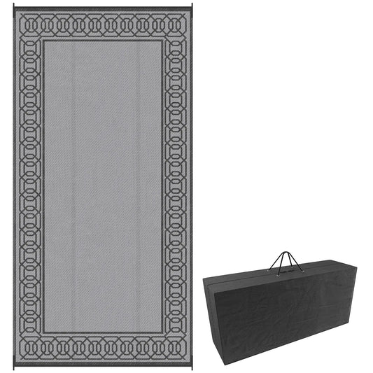 Portable Outdoor Rug, 9' x 18', Waterproof, Reversible, Black and Grey Outdoor Reversible Rugs Black and Grey at Gallery Canada