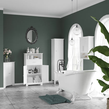 Tall Bathroom Cabinet, Freestanding Storage Organizer, 15" x 13" x 63", White Bathroom Cabinets at Gallery Canada