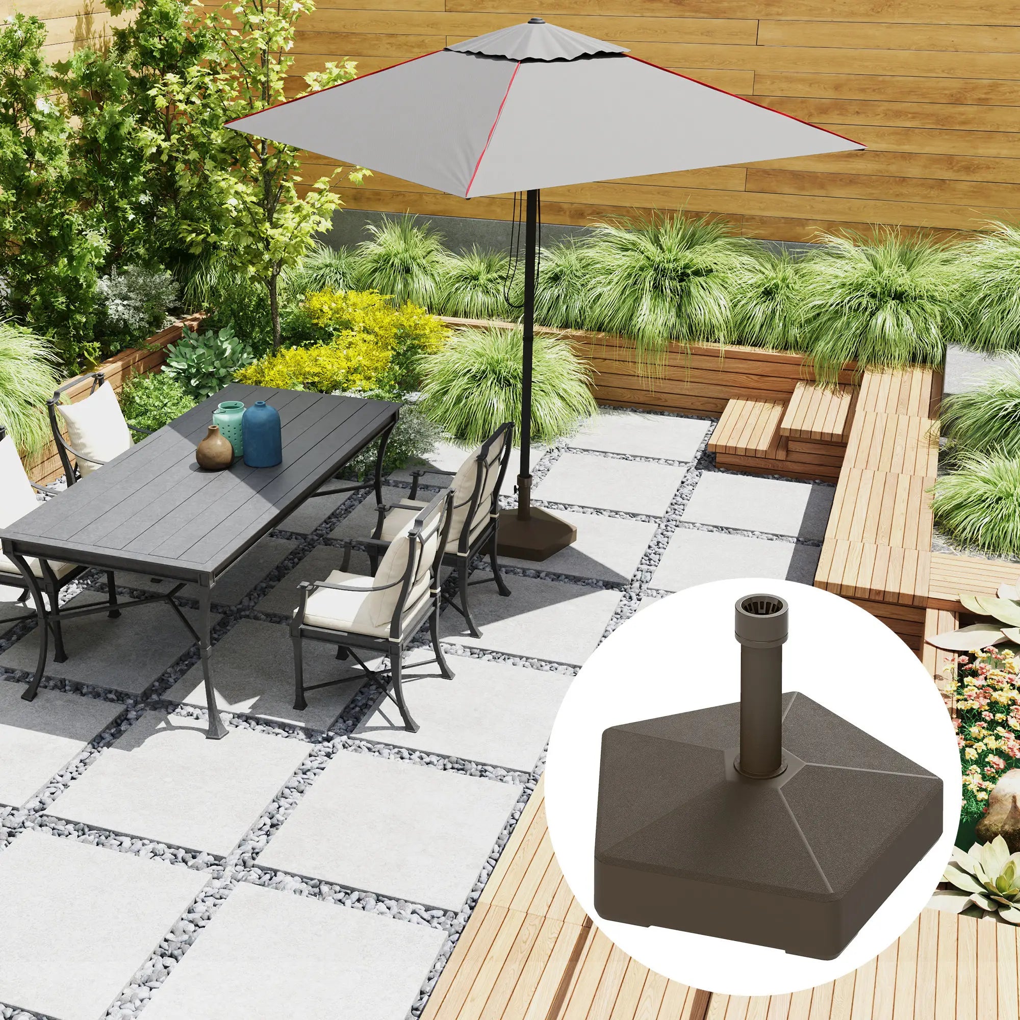 Heavy Duty Outdoor Umbrella Stand Base, Brown Umbrella Bases at Gallery Canada