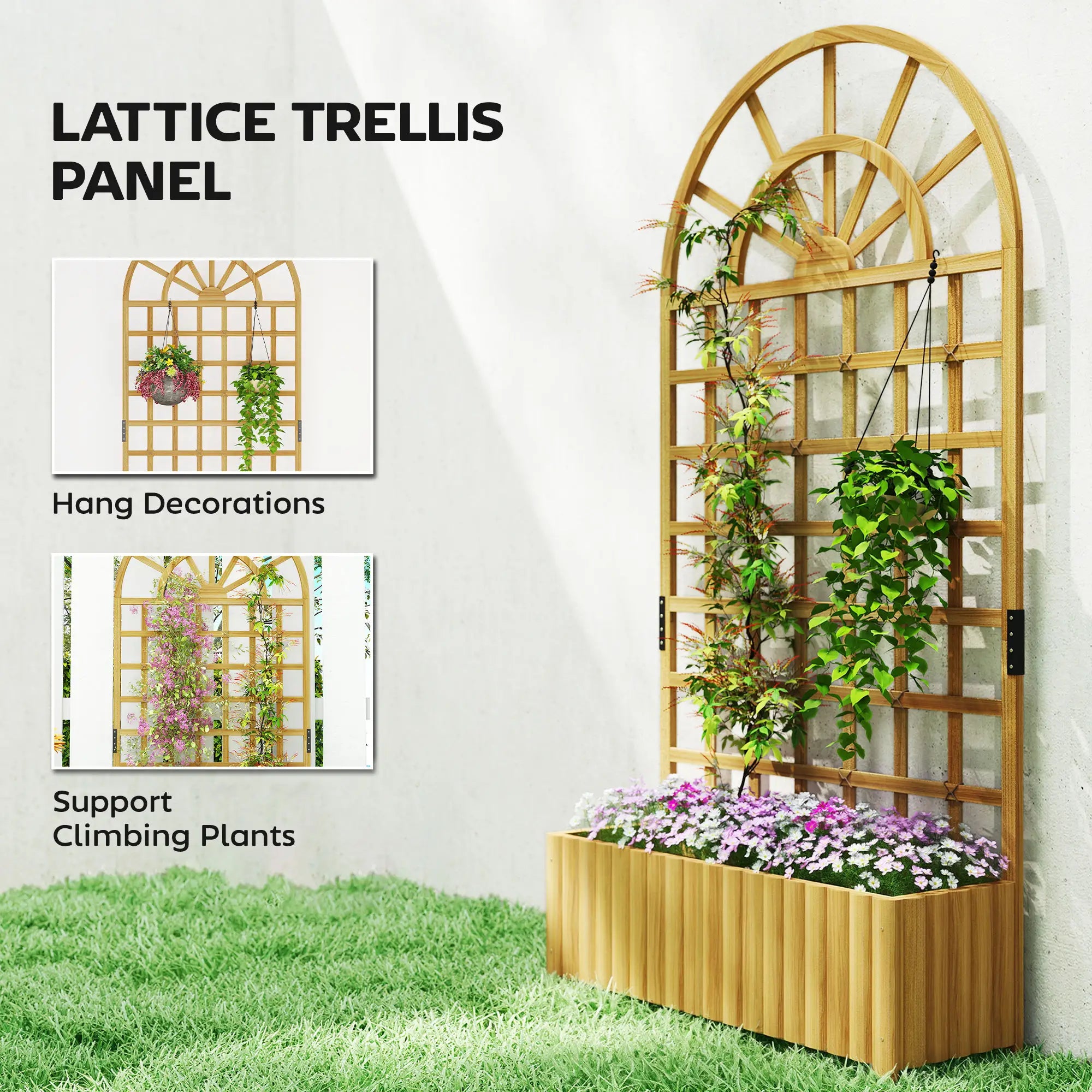 Wooden Raised Garden Bed with Trellis, Elevated Planter Box Wooden Planter Boxes at Gallery Canada