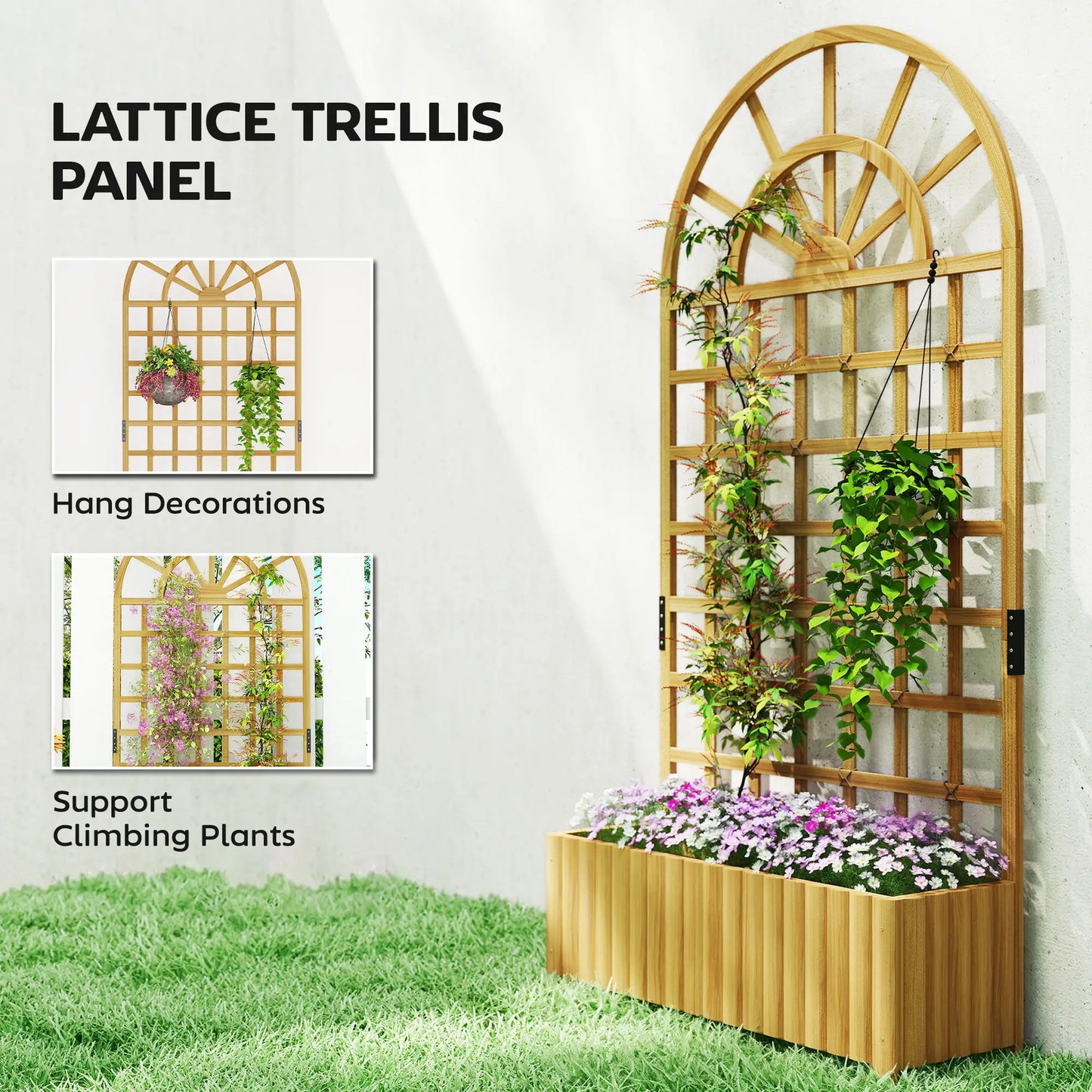 Wooden Raised Garden Bed with Trellis, Elevated Planter Box Wooden Planter Boxes at Gallery Canada