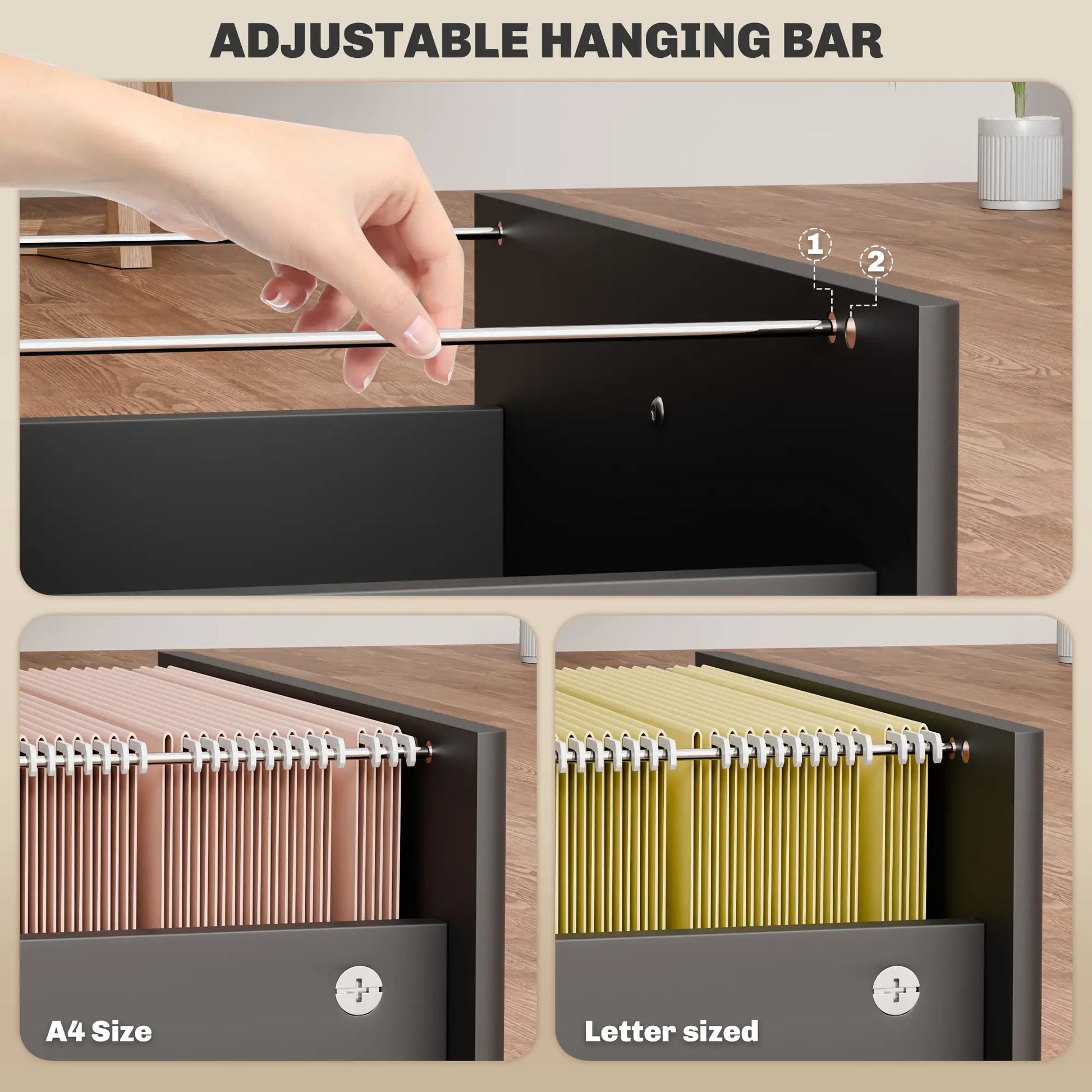 3-Drawer Small Filing Cabinet with Lock, Vertical Office Storage, Black Office Cabinets & Cupboards at Gallery Canada