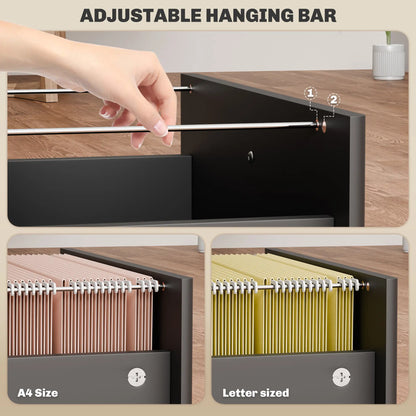 3-Drawer Small Filing Cabinet with Lock, Vertical Office Storage, Black Office Cabinets & Cupboards at Gallery Canada