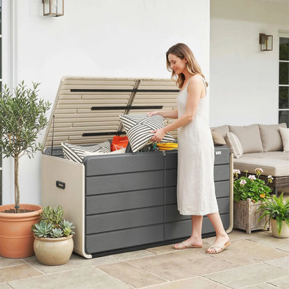 Outdoor Storage Box With Lockable Lid, HDPE Garden Deck Box With Wheels 757 L Patio Storage Boxes at Gallery Canada