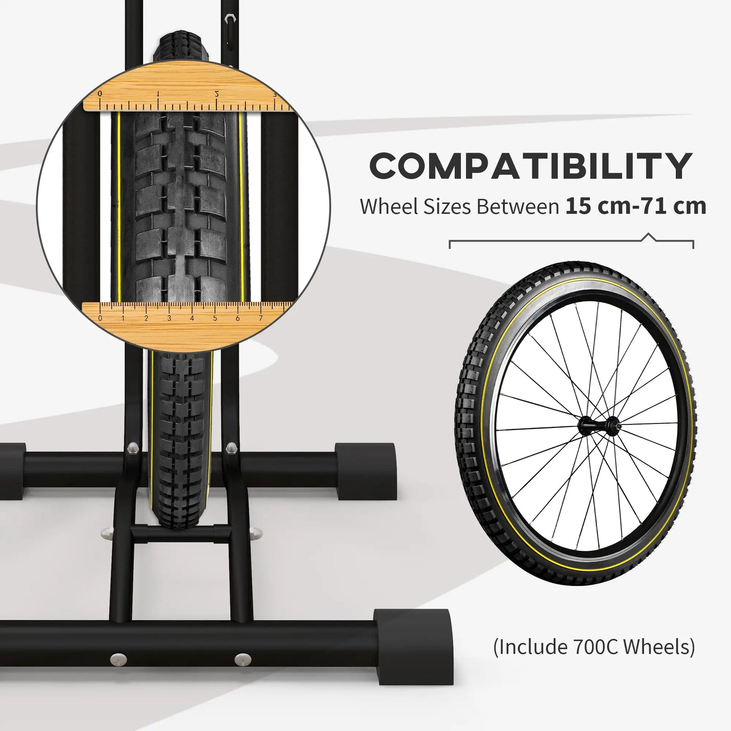 Vertical Horizontal Bike Rack, Adjustable Hooks, Fits 6"-28" 700c Bikes Bike Parking Stands at Gallery Canada