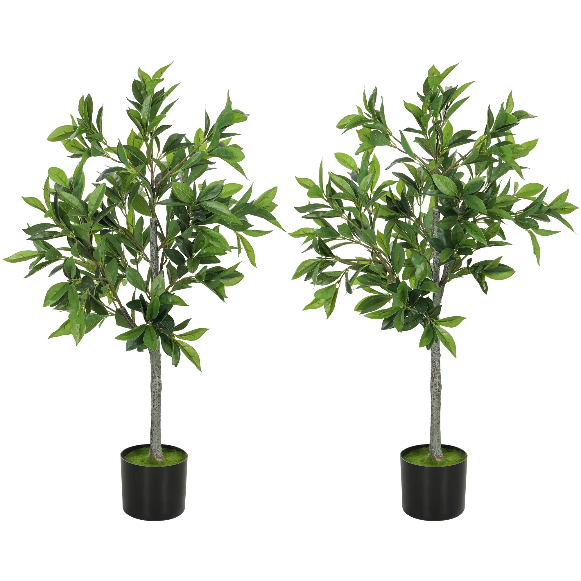 Fake Plants Set of 2, Lifelike Laurel Artificial Trees, 345 PEVA Leaves, Indoor Outdoor Decor, Green Artificial Trees Green at Gallery Canada