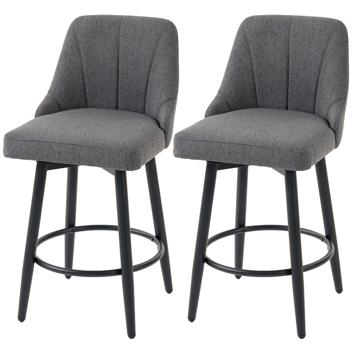 Swivel Bar Stools Set of 2, Counter Height, Dark Grey