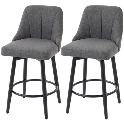 Swivel Bar Stools Set of 2, Counter Height, Dark Grey