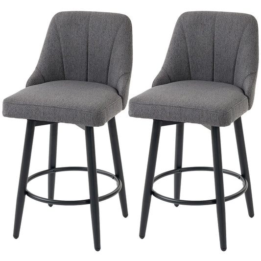 Ensemble de 2 tabourets de bar pivotants, hauteur de comptoir, gris foncé