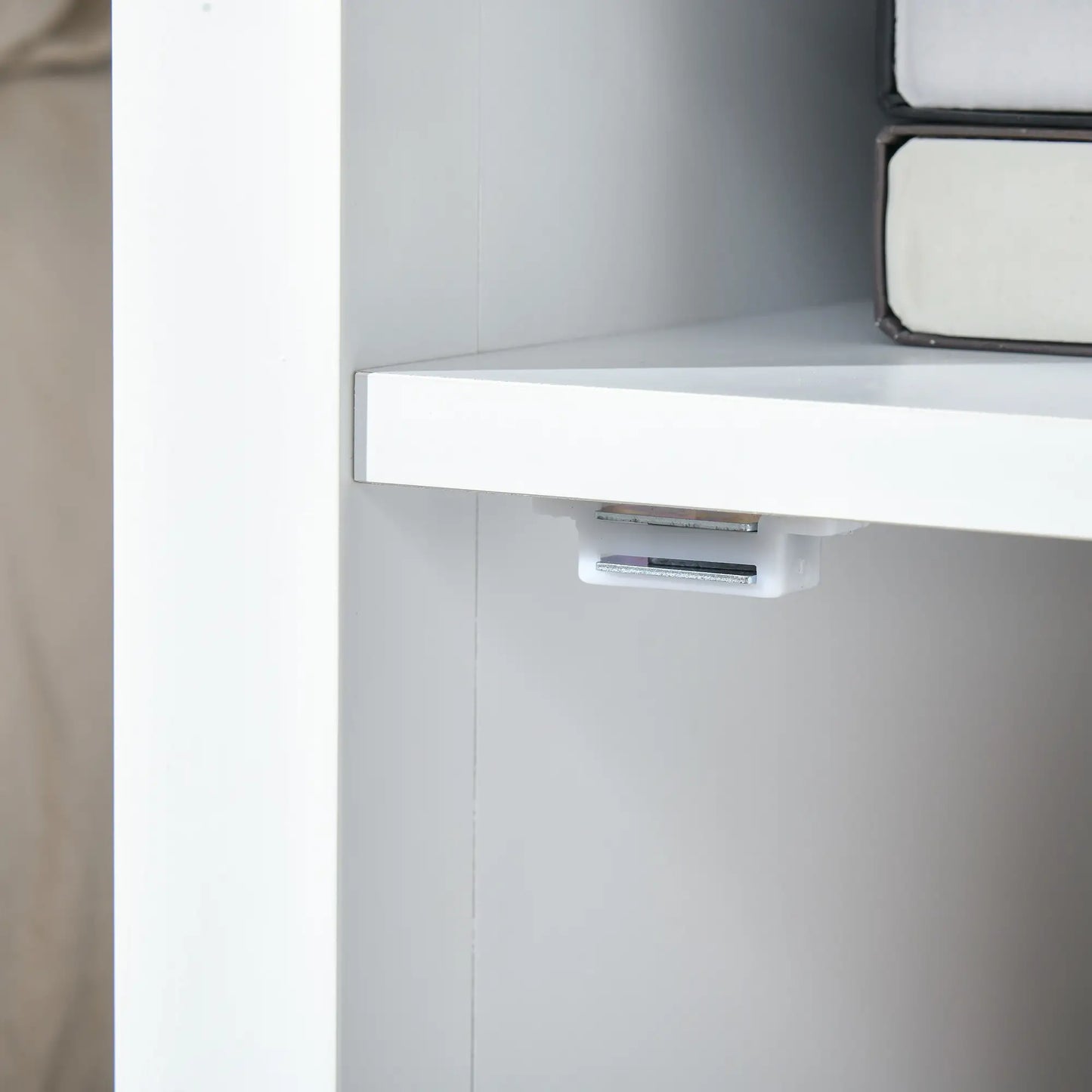 3-Tier Wooden Nightstand, Pullout Shelf, Adjustable Shelf, Door Cabinet, White Side Tables at Gallery Canada