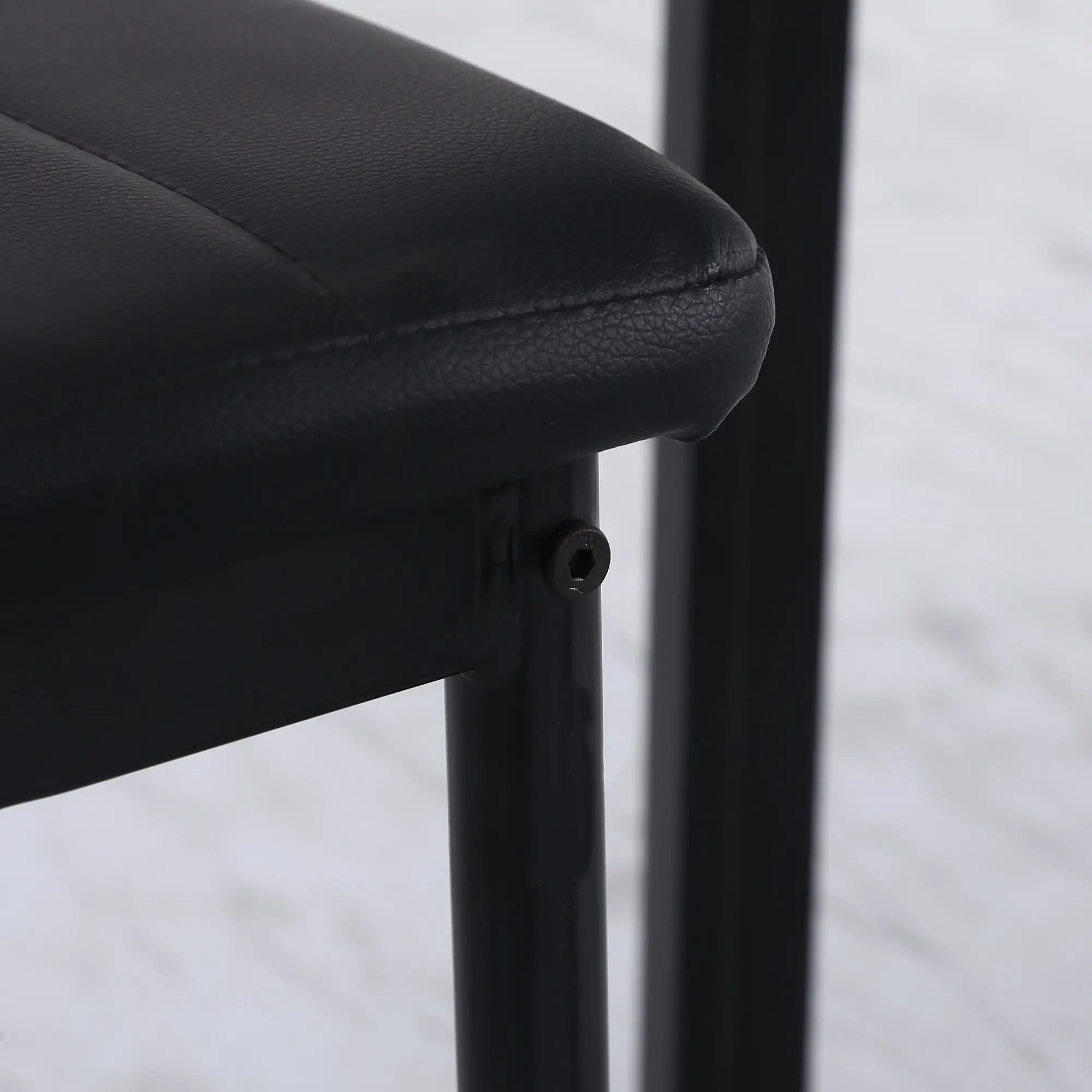 Modern High Back Dining Chairs, PU Leather, Metal Legs, Set of 4, Black Bar Stools at Gallery Canada