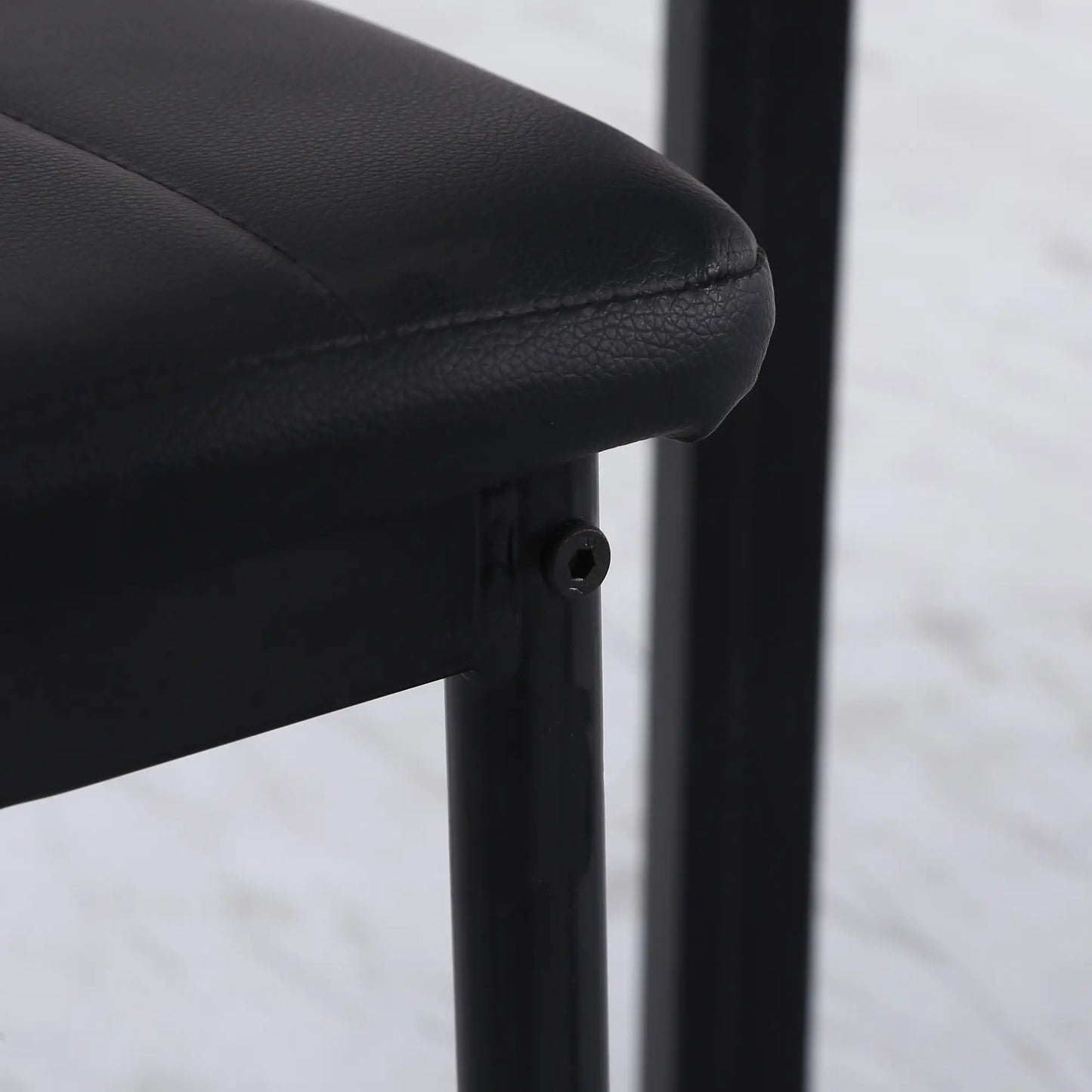 Modern High Back Dining Chairs, PU Leather, Metal Legs, Set of 4, Black Bar Stools at Gallery Canada