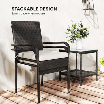 3 Piece Wicker Patio Set, Stackable Chairs, Washable Cushion, Tempered Glass Top, Brown Bistro Sets at Gallery Canada