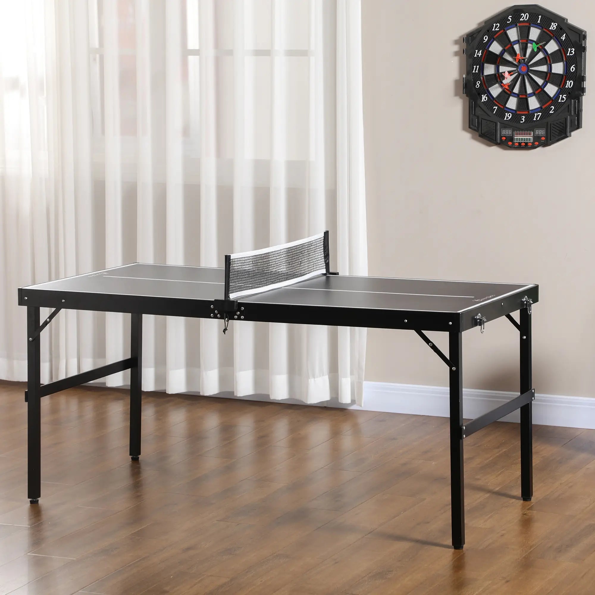 Mini Folding Table Tennis Table, Aluminium Frame, Portable, Black Game Tables at Gallery Canada