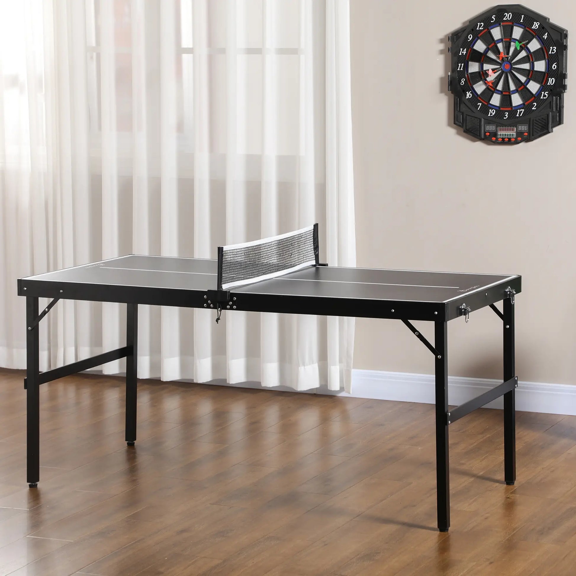 Mini Folding Table Tennis Table, Aluminium Frame, Portable, Black Game Tables at Gallery Canada