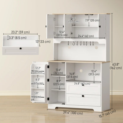 64" Tall Kitchen Pantry Cabinet, 3 Cabinets, 2 Drawers, White Kitchen Pantry Cabinets at Gallery Canada