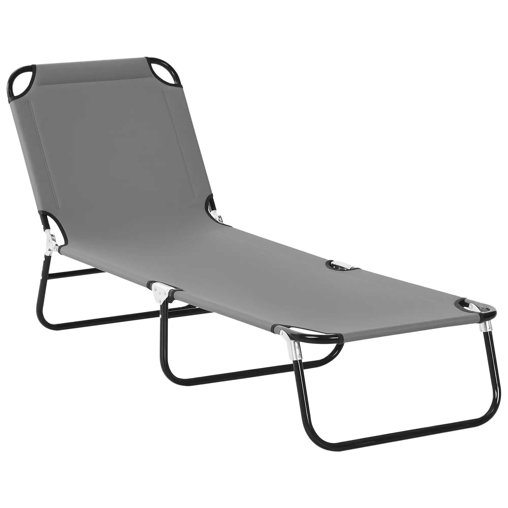 Outdoor Folding Lounge Chair, Reclining Back, Breathable Mesh, Grey Lounger Chairs at Gallery Canada