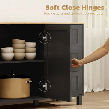 Buffet Cabinet with Soft Close Doors, Modern Sideboard with 3 Drawers, Black Storage Cabinets at Gallery Canada