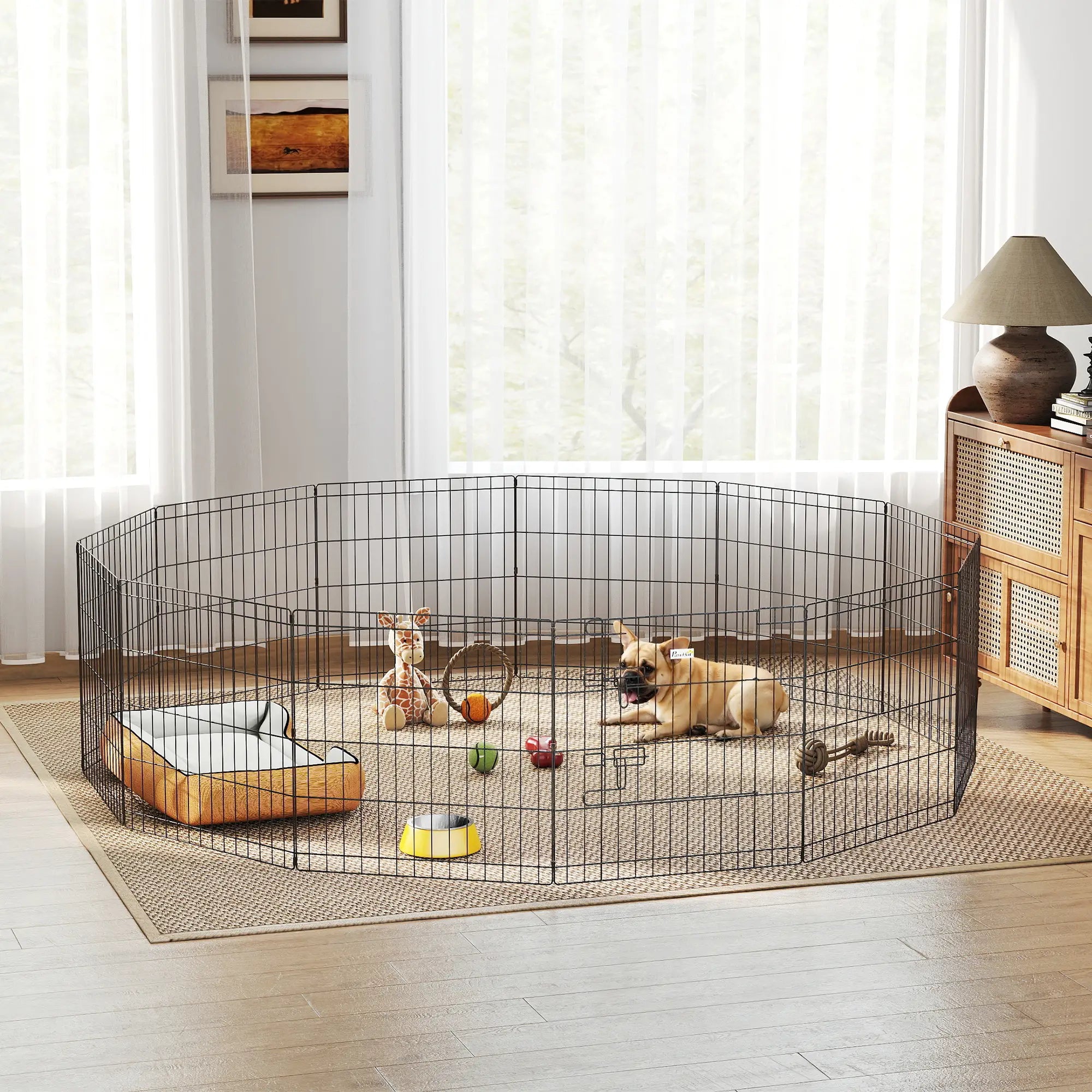 24 Inch Foldable Metal Pet Playpen, Dog Kennel Cage, 12 Panels Dog PlayPens at Gallery Canada