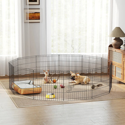 24 Inch Foldable Metal Pet Playpen, Dog Kennel Cage, 12 Panels Dog PlayPens at Gallery Canada