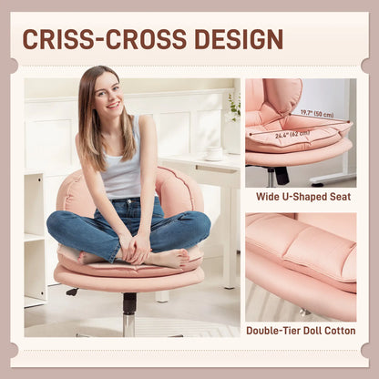 Criss Cross Chair, Armless Wide Office Chair, Tilting, No Wheels, Pink Task Chairs at Gallery Canada