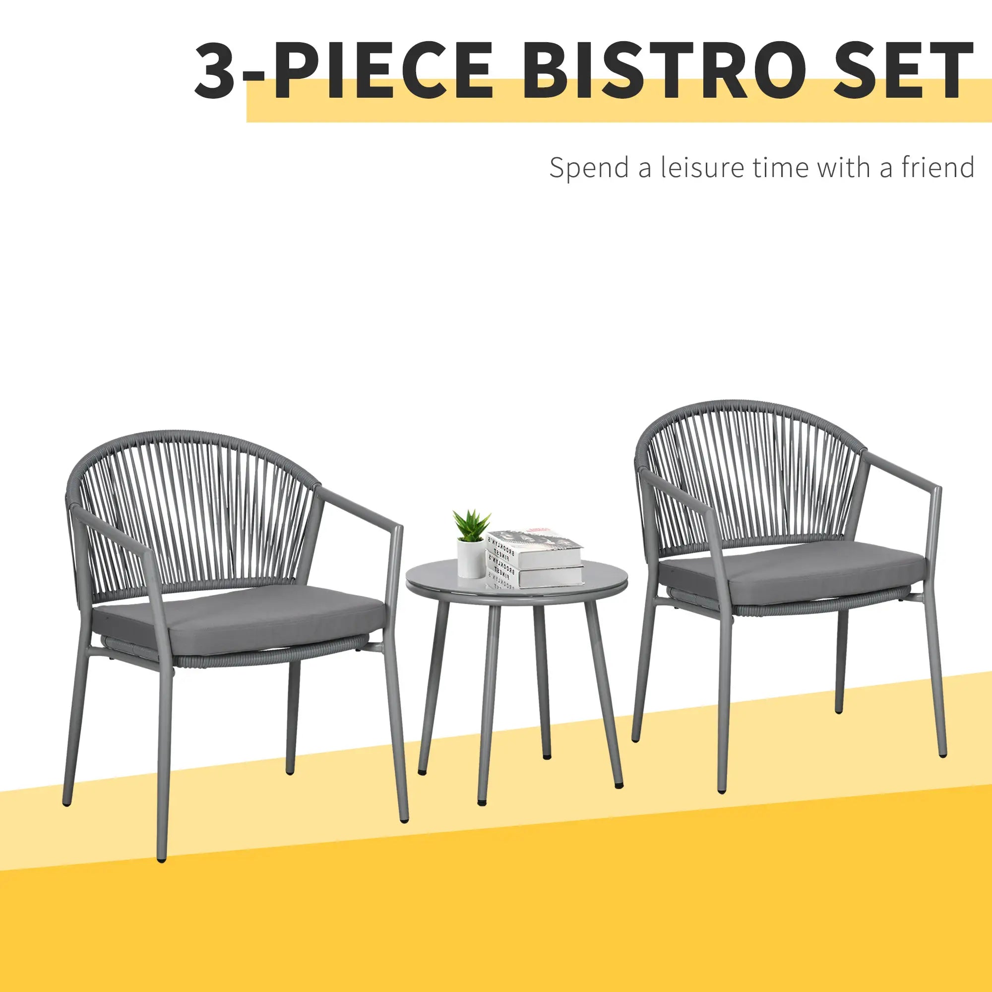 3-Piece Rattan Bistro Set, 2 Armchairs And Coffee Table, Grey Patio Furniture Sets at Gallery Canada