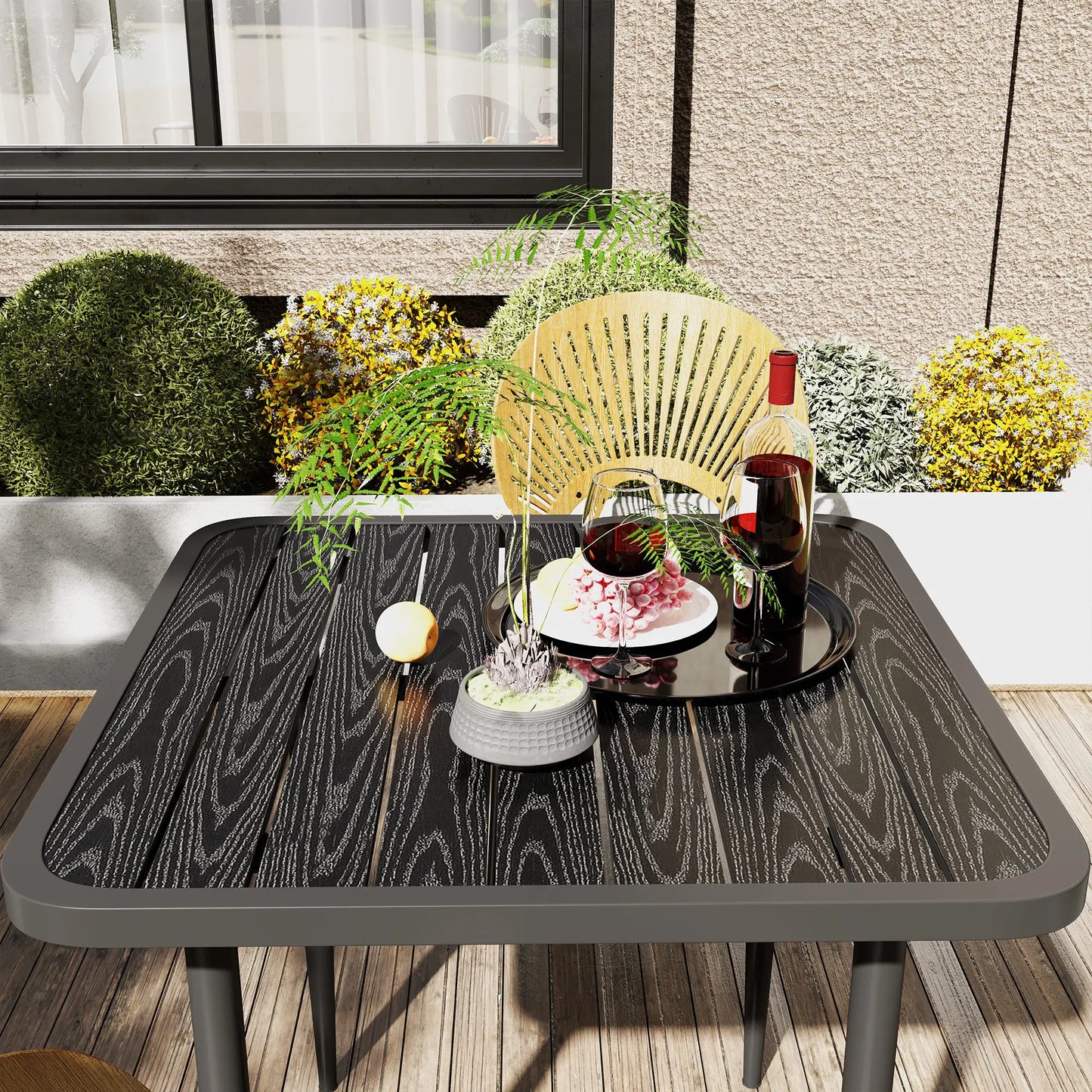 31.5" Metal Square Patio Dining Table for 4, Outdoor Garden, Black Patio Dinning Tables at Gallery Canada