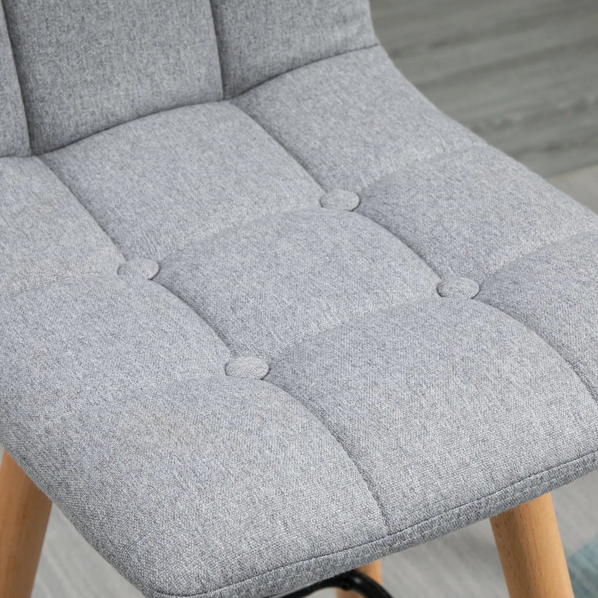 Modern Bar Stools Set of 2, 38" Upholstered, Solid Wood Legs, Grey Bar Stools at Gallery Canada