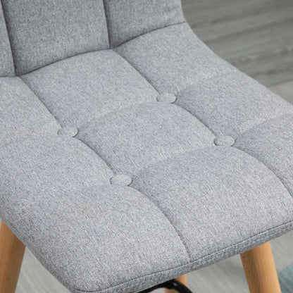 Modern Bar Stools Set of 2, 38" Upholstered, Solid Wood Legs, Grey Bar Stools at Gallery Canada