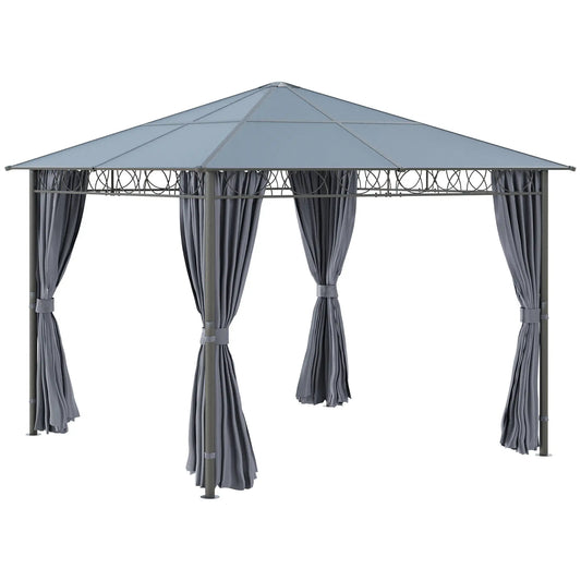 10' x 10' Polycarbonate Hardtop Gazebo, Outdoor Patio Canopy, Dark Grey Gazebos Dark Grey at Gallery Canada