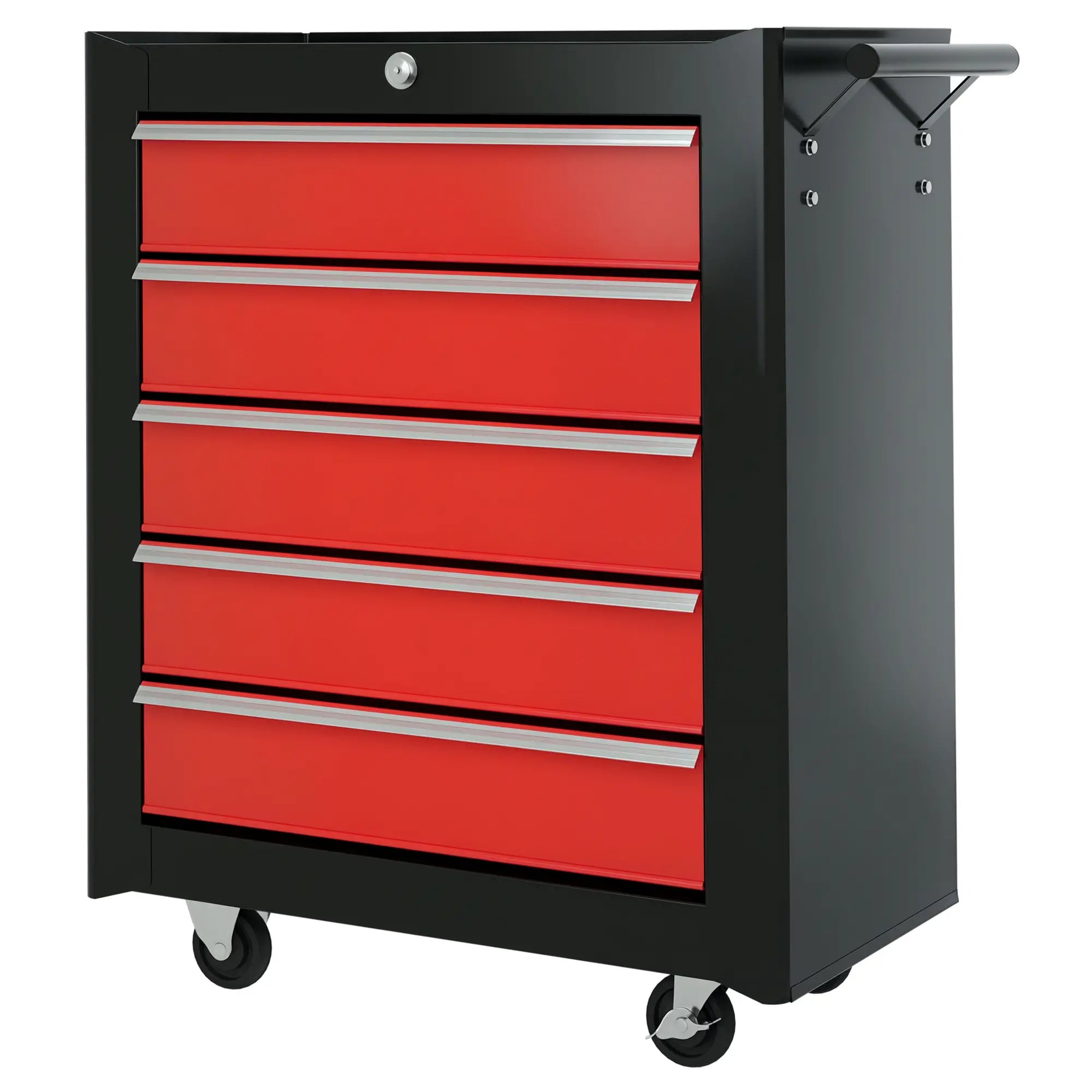5 Drawer Roller Tool Chest, Lockable Toolbox, Storage Organizer, Black Red Tool Organizers at Gallery Canada