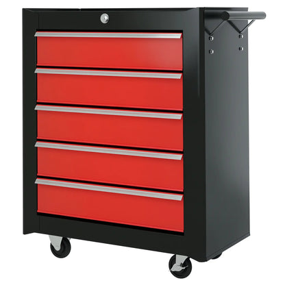 5 Drawer Roller Tool Chest, Lockable Toolbox, Storage Organizer, Black Red Tool Organizers at Gallery Canada