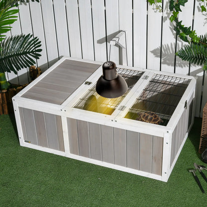 Wooden Tortoise Habitat, Openable Top, Run Cage, Two Rooms, Grey Houses & Habitats at Gallery Canada
