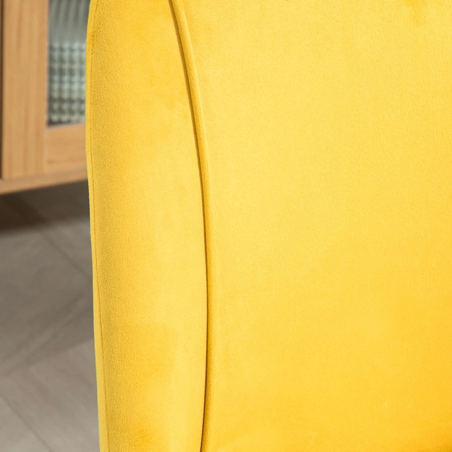 Upholstered Dining Chairs Set of 4, Velvet, Wood-Grain Steel Leg, Yellow Dining Chairs at Gallery Canada