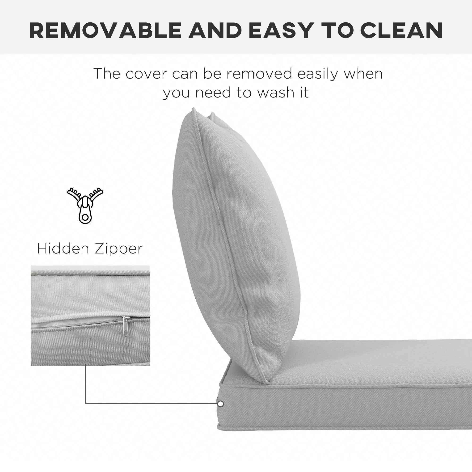 Seat Cushion Back Pillows Set of 2, Patio Chair Cushions, Light Grey, Grey Patio Chair Cushions at Gallery Canada