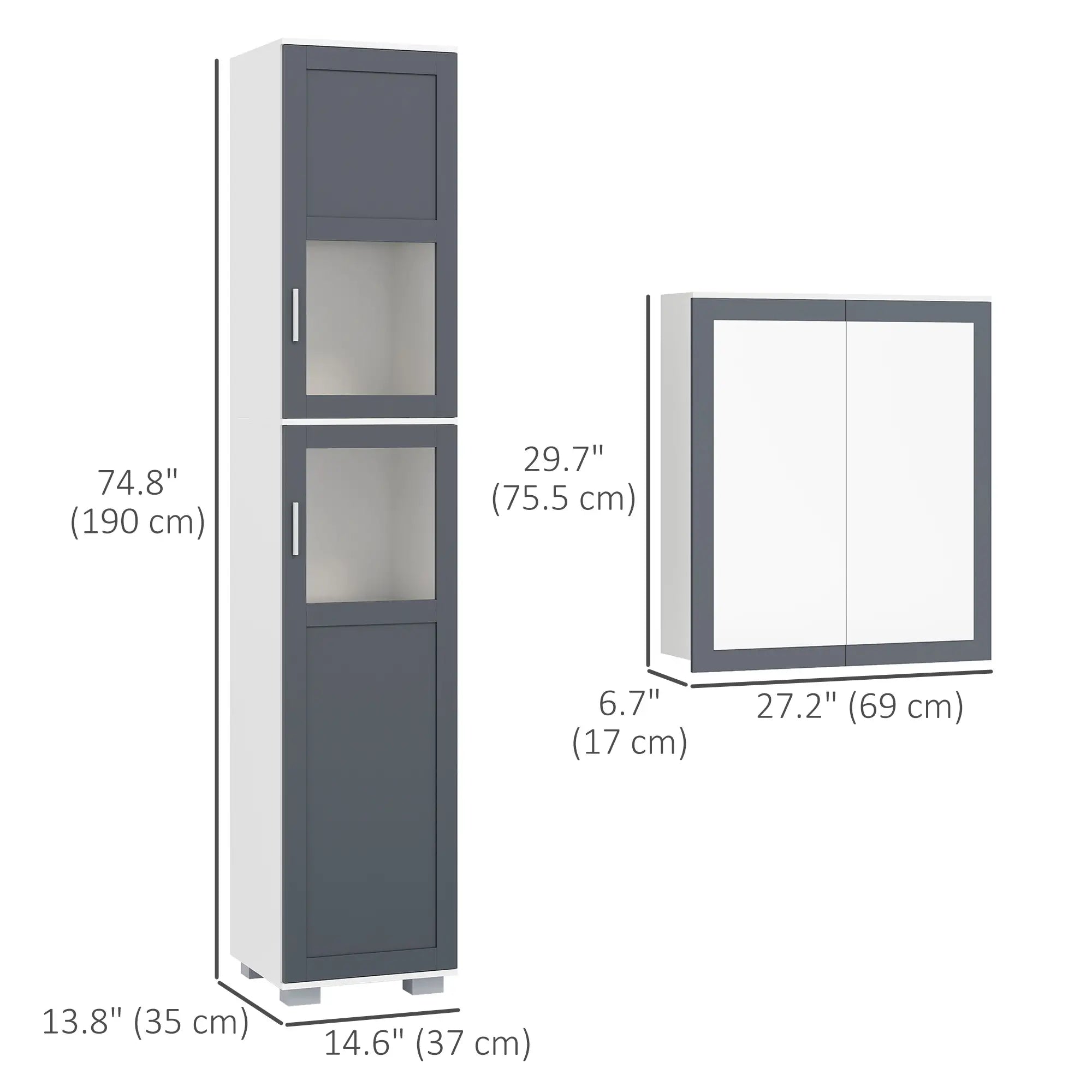 Wall Mounted Medicine Cabinet, Adjustable Shelves, White, Grey Bathroom Cabinets at Gallery Canada