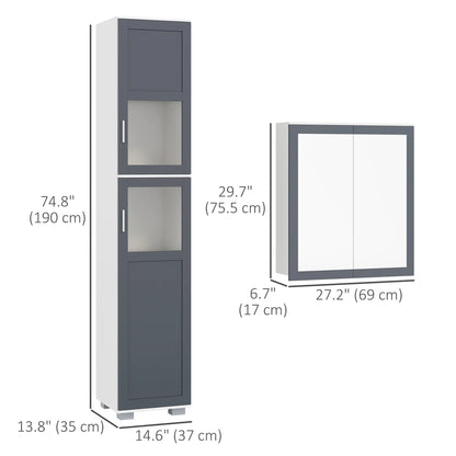 Wall Mounted Medicine Cabinet, Adjustable Shelves, White, Grey Bathroom Cabinets at Gallery Canada