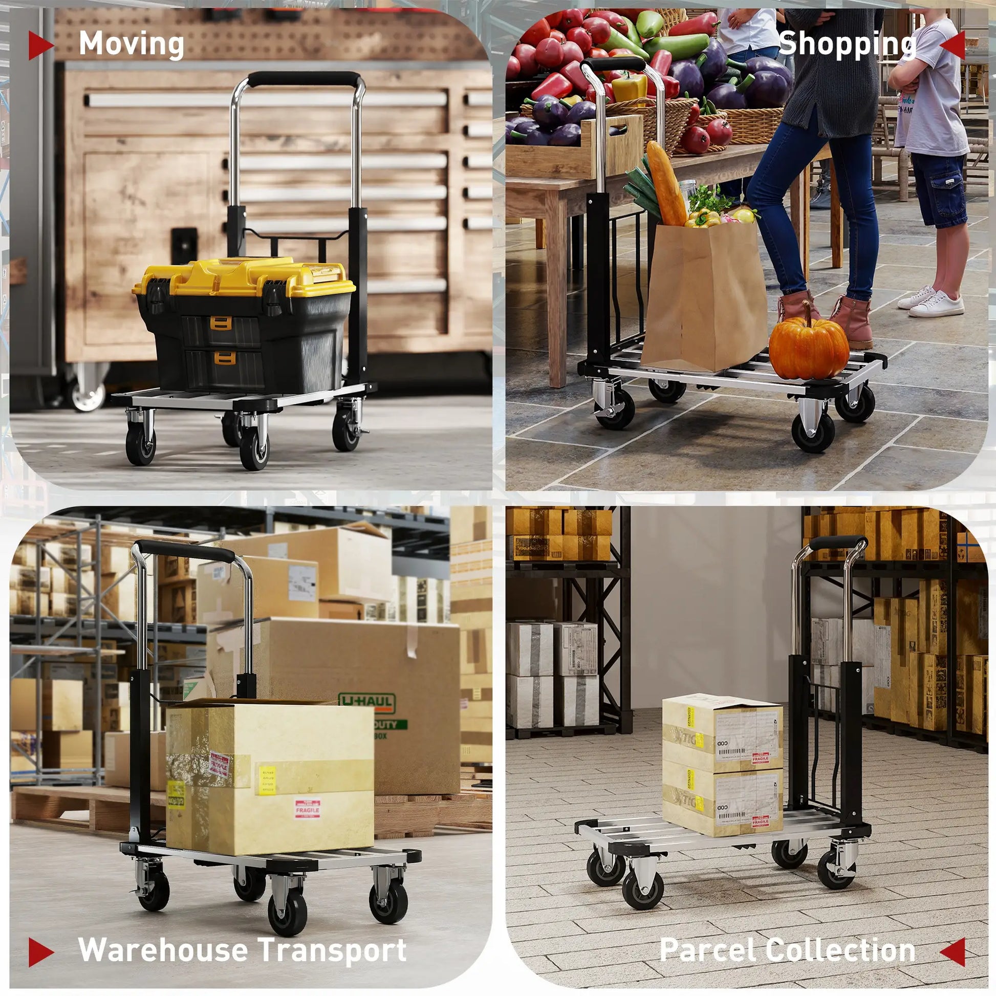 330 lbs Heavy Duty Hand Truck, Folding Trolley, Dolly, Silver and Black Folding Hand Trucks at Gallery Canada