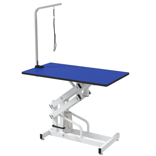 Adjustable Dog Grooming Table With Arm, Noose, Non-Slip, Blue