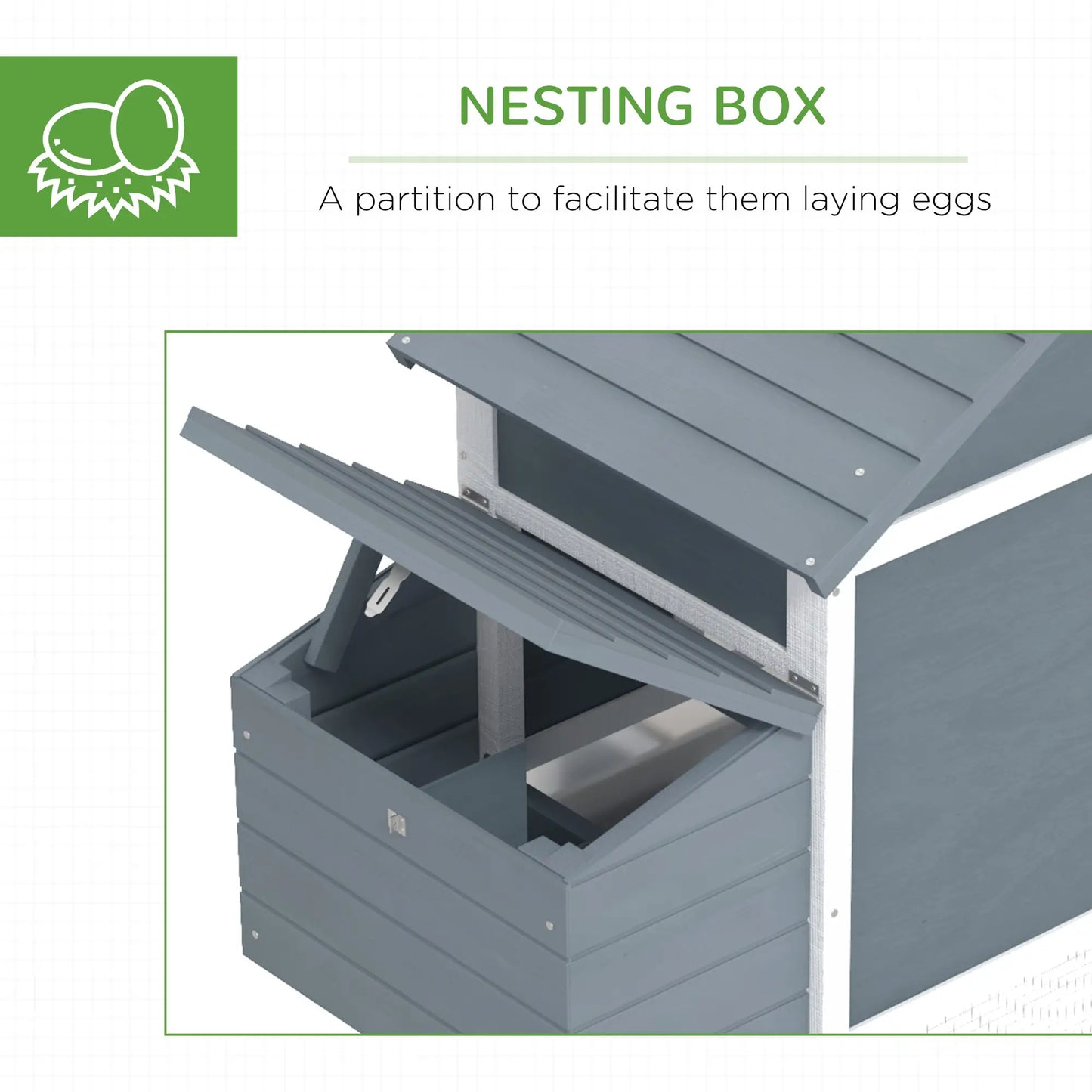 60" Large Chicken Coop, Wooden Hen House, 2 Doors, Nesting Box, Removable Tray, White Chicken Coops at Gallery Canada