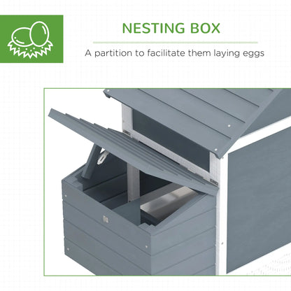 60" Large Chicken Coop, Wooden Hen House, 2 Doors, Nesting Box, Removable Tray, White Chicken Coops at Gallery Canada