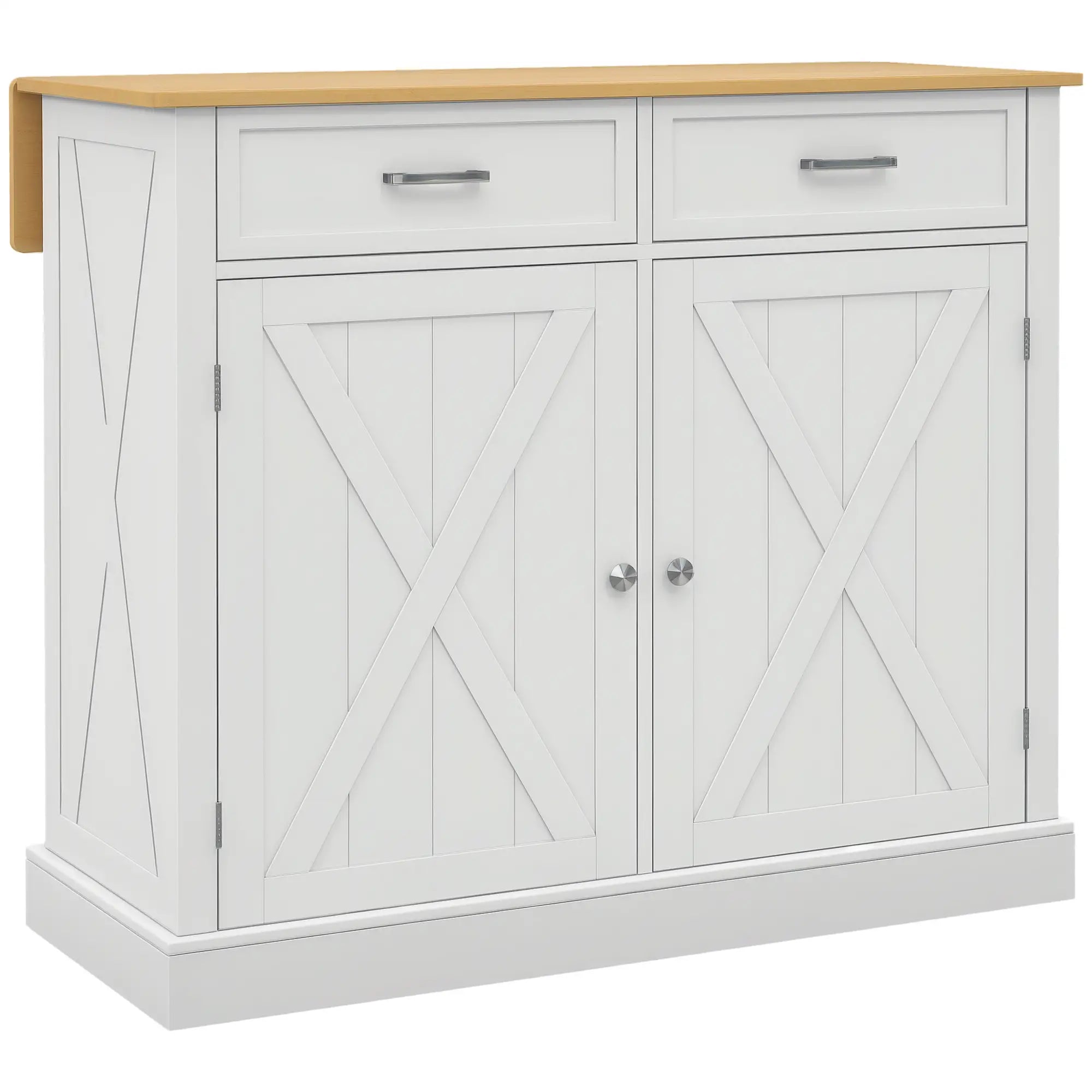 Rolling Kitchen Island, Drop Leaf, 2 Drawers, Adjustable Shelves, White Kitchen Islands & Kitchen Carts White at Gallery Canada