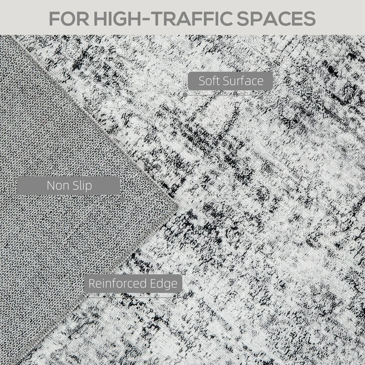 Modern Abstract Area Rug, 6x9, Machine Washable, Non-Slip, Grey Living Room Furniture at Gallery Canada