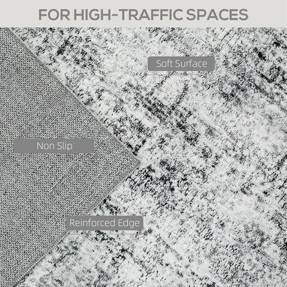 Modern Abstract Area Rug, 6x9, Machine Washable, Non-Slip, Grey Living Room Furniture at Gallery Canada