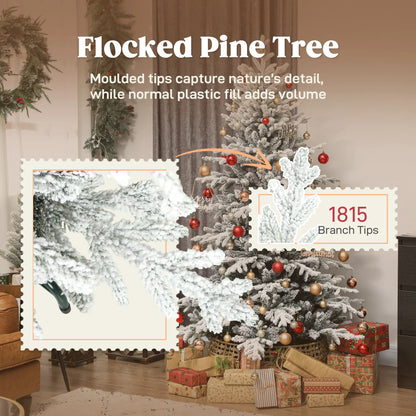 6ft Artificial Flocked Christmas Tree, Full Snow Pine, Hinged with Metal Stand Artificial Christmas Trees at Gallery Canada