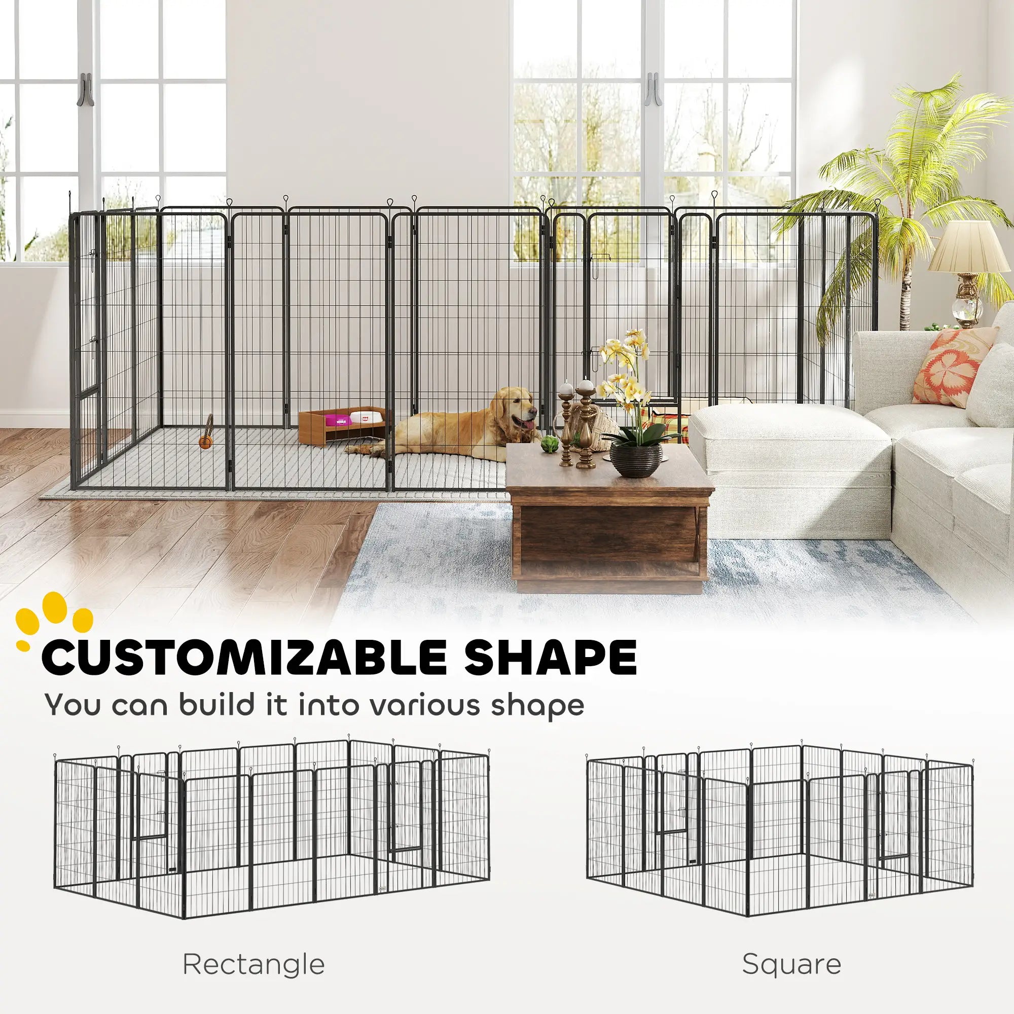 16 Panels Dog Playpen, Portable, for Large Dogs, 47