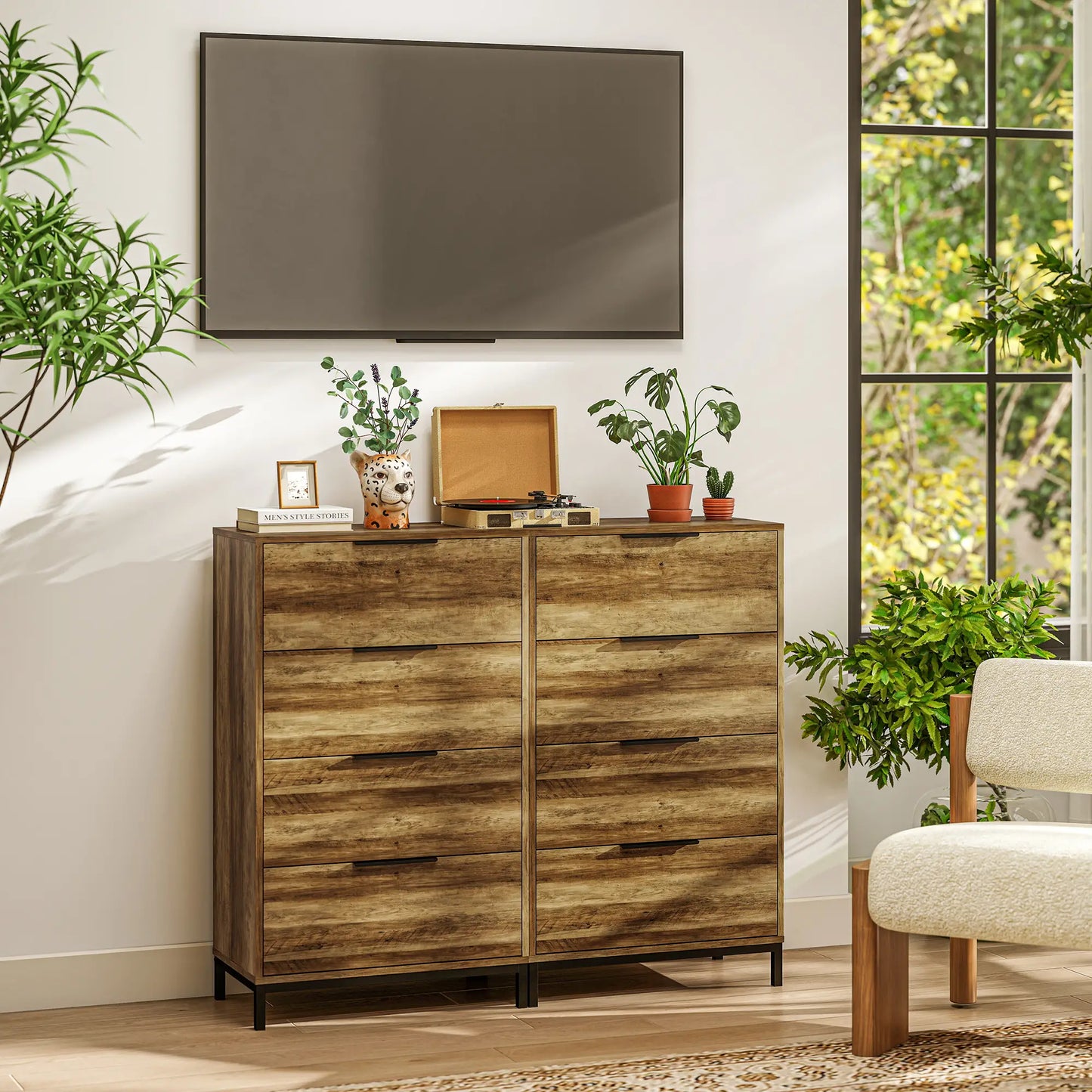 4 Drawer Dresser Tower, Chest for Bedroom, Hallway, Natural Storage Cabinets at Gallery Canada